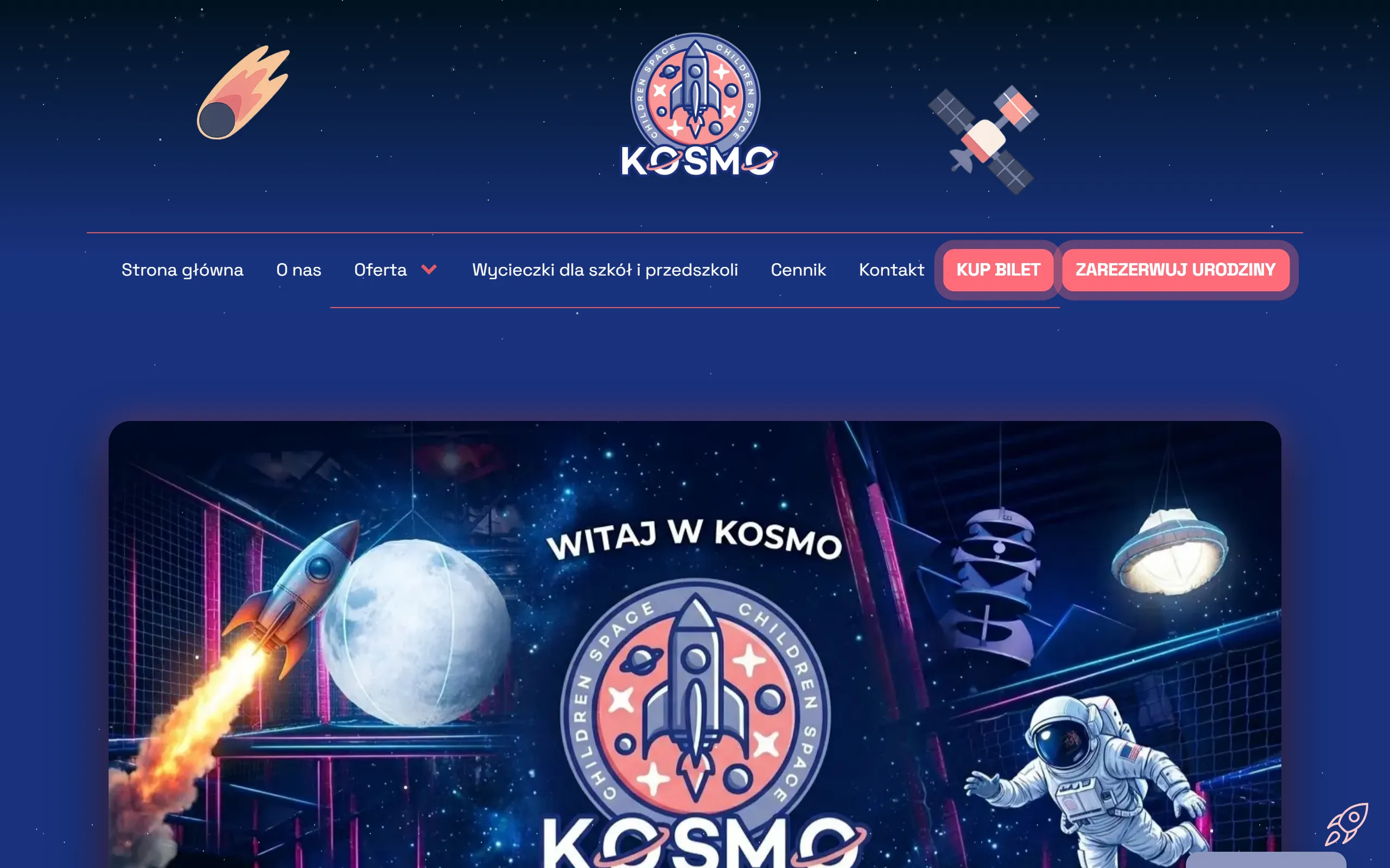 Zrzut ekranu realizacji KOSMO — Sala Zabaw — kosmowroclaw.pl